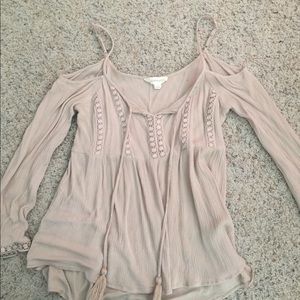 Spaghetti strap open shoulder blouse
